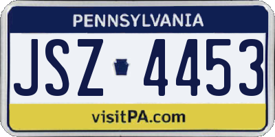 PA license plate JSZ4453