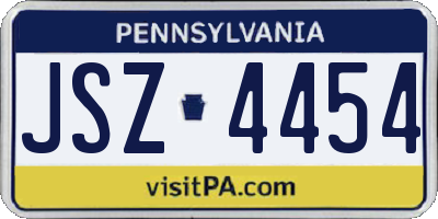 PA license plate JSZ4454