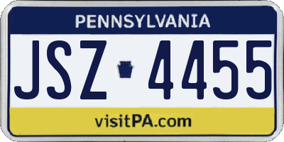PA license plate JSZ4455