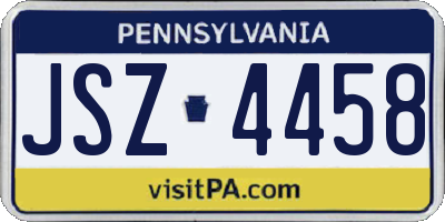 PA license plate JSZ4458