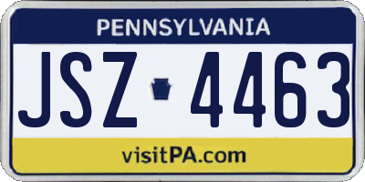 PA license plate JSZ4463