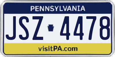 PA license plate JSZ4478