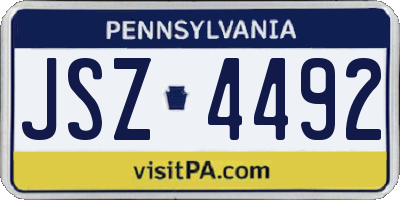 PA license plate JSZ4492