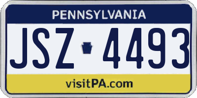 PA license plate JSZ4493