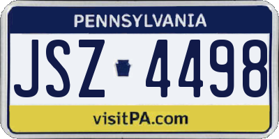PA license plate JSZ4498