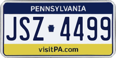 PA license plate JSZ4499