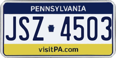 PA license plate JSZ4503