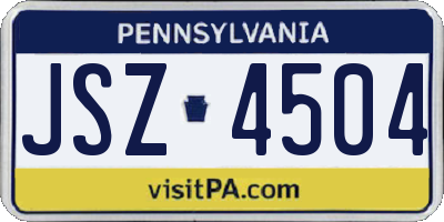 PA license plate JSZ4504