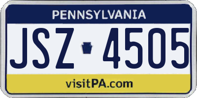 PA license plate JSZ4505