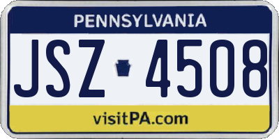 PA license plate JSZ4508