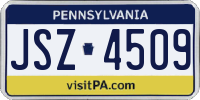 PA license plate JSZ4509