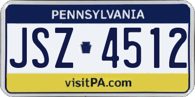 PA license plate JSZ4512