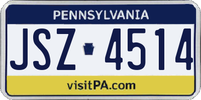 PA license plate JSZ4514