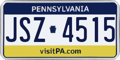 PA license plate JSZ4515