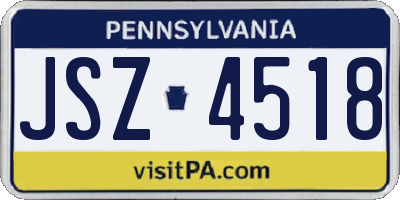 PA license plate JSZ4518