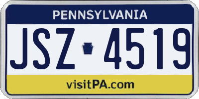 PA license plate JSZ4519