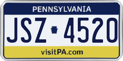 PA license plate JSZ4520