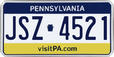 PA license plate JSZ4521