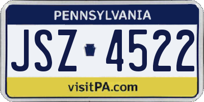 PA license plate JSZ4522