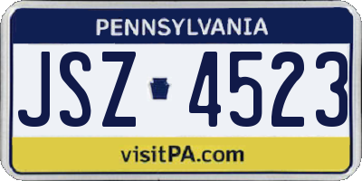 PA license plate JSZ4523