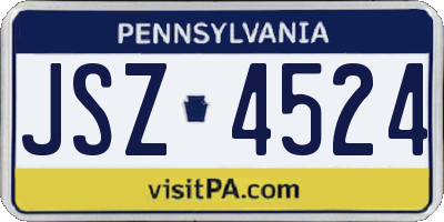 PA license plate JSZ4524