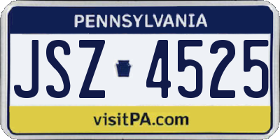 PA license plate JSZ4525