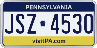 PA license plate JSZ4530