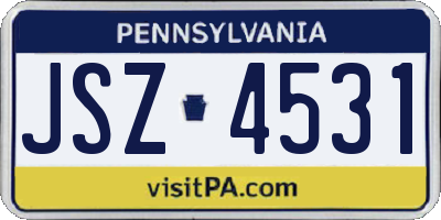 PA license plate JSZ4531