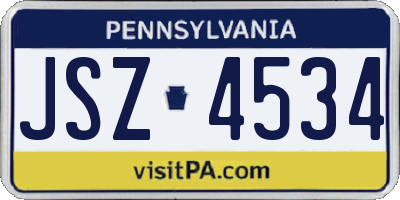 PA license plate JSZ4534