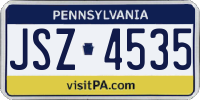 PA license plate JSZ4535