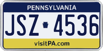 PA license plate JSZ4536