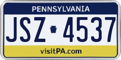 PA license plate JSZ4537