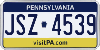 PA license plate JSZ4539
