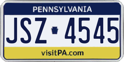 PA license plate JSZ4545