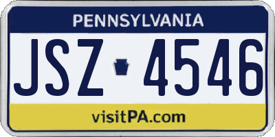 PA license plate JSZ4546