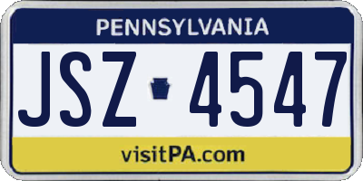 PA license plate JSZ4547