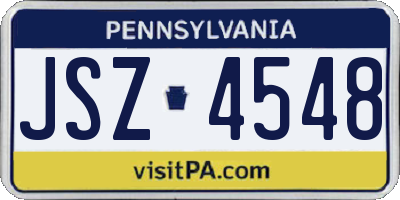 PA license plate JSZ4548