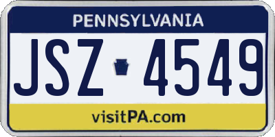 PA license plate JSZ4549