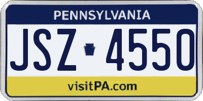 PA license plate JSZ4550