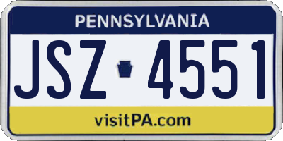 PA license plate JSZ4551