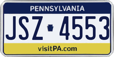 PA license plate JSZ4553