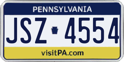 PA license plate JSZ4554
