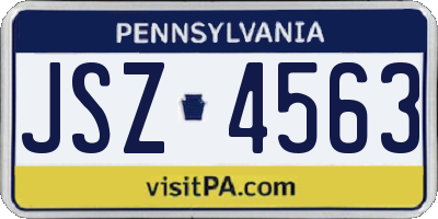 PA license plate JSZ4563