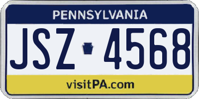 PA license plate JSZ4568