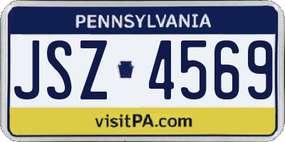 PA license plate JSZ4569