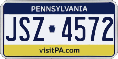 PA license plate JSZ4572