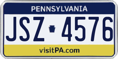 PA license plate JSZ4576