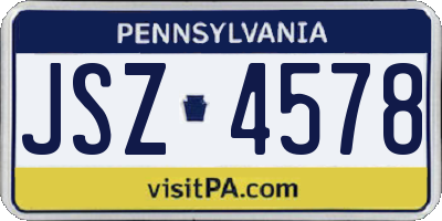 PA license plate JSZ4578