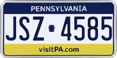 PA license plate JSZ4585
