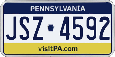 PA license plate JSZ4592